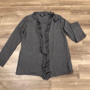 Briggs Gray Ruffle Two’fer Sweater size Medium